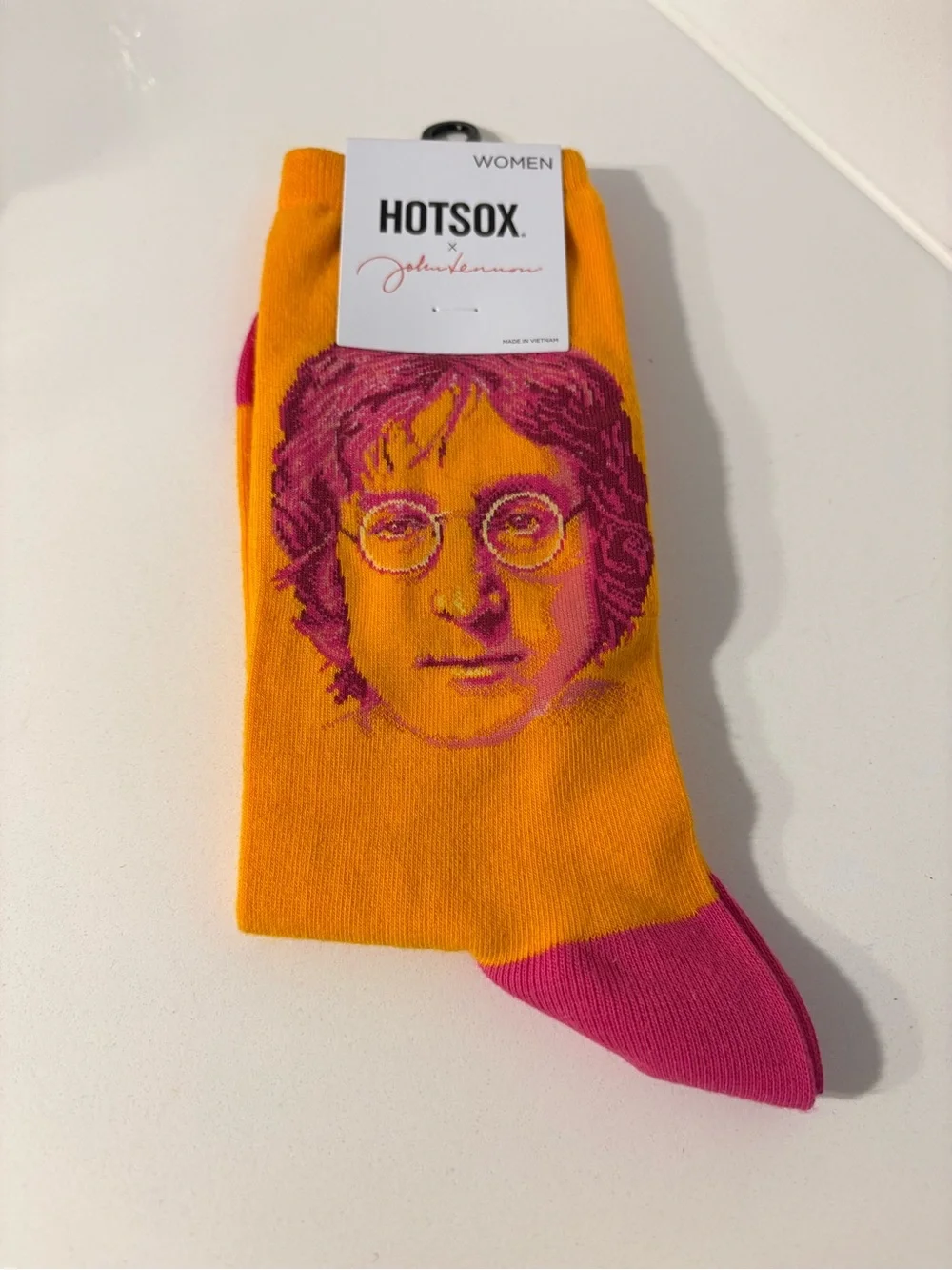 NWT Hot Sox x John Lennon Yellow Graphic Crew Socks Women’s | Beatles